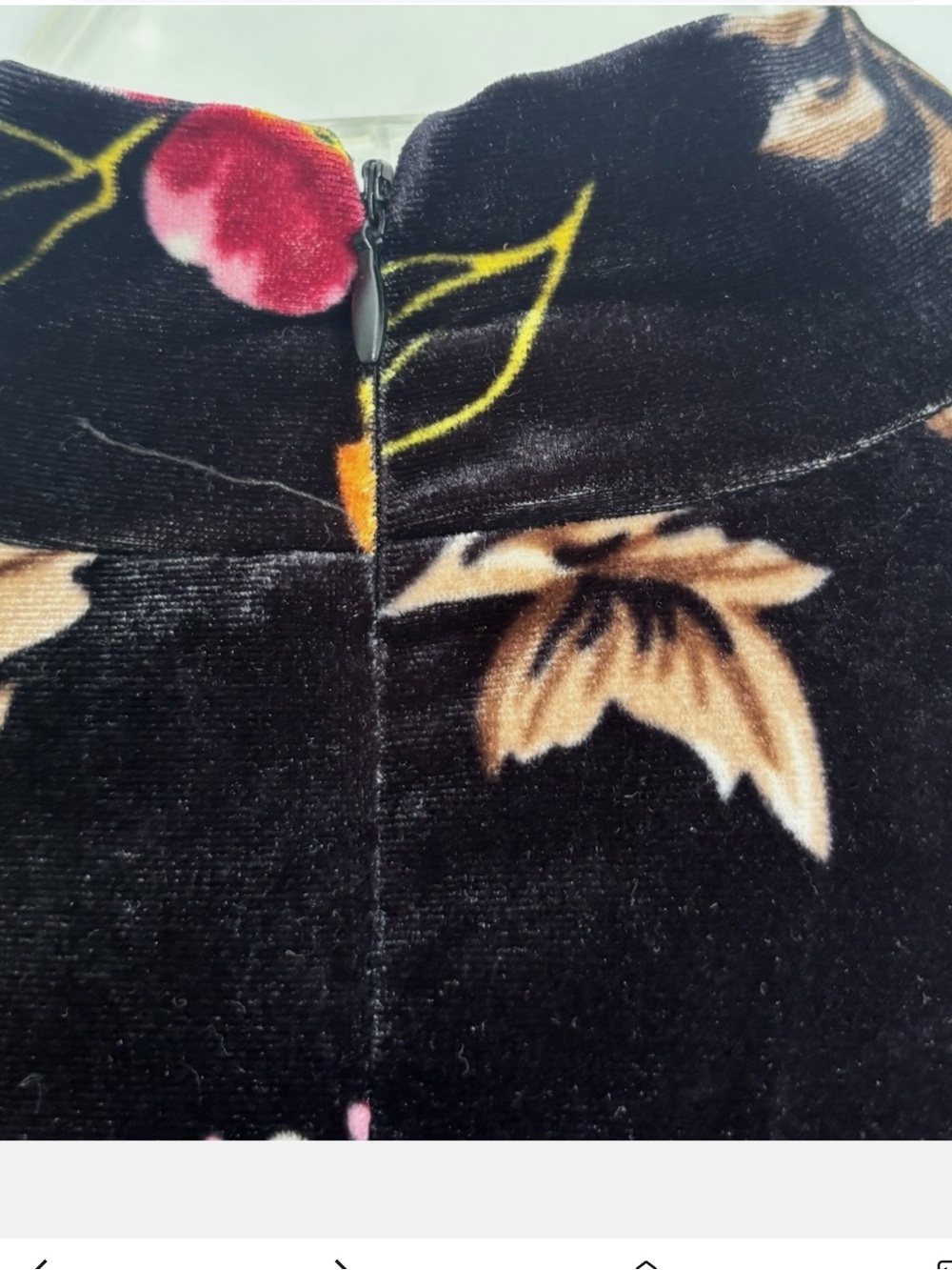 Venus Sz SM Black Velvet Bodycon Midi Dress Long Sleeve Mock Neck Floral Y2K - Picture 11 of 16